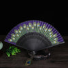 Peacock Feather Handheld Bamboo Folding Fan 21.5cm