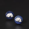 Lapis Lazuli Lotus Flower Stud Earrings 925 Sterling Silver