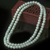 Natural Jade Necklace White Green Beads 6.5mm