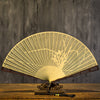 Carved Sandalwood Folding Fan with Gift Box and Stand