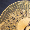 Carved Sandalwood Folding Fan with Gift Box and Stand