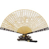 Carved Sandalwood Folding Fan with Gift Box and Stand
