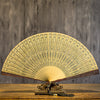Carved Sandalwood Folding Fan with Gift Box and Stand