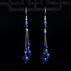 Sterling Silver Lapis Lazuli Drop Earrings, Handmade Blue Stone Dangles