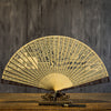 Carved Sandalwood Folding Fan with Gift Box and Stand