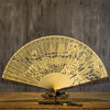Carved Sandalwood Folding Fan with Gift Box and Stand