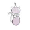 Natural Stone Cat Pendant Necklace, Cute Animal Jewelry