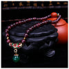 Natural Garnet Blessing Bracelet with Gold-Tone Pixiu Charm