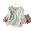 Embroidered Linen Top for Women, Traditional Chinese Style