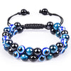 Tiger Eye Black Agate Evil Eye Double Row Bracelet