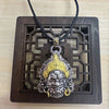 Yellow God of Wealth Pendant Necklace, Copper Buddha Amulet