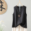 Women's Linen V-Neck Sleeveless Top, Vintage Washed Tank Vest