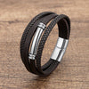 Multi-Layer Braided Leather Bracelet with Stainless Steel Clasp