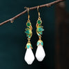 FengShui White Jade Luck Drop Earrings