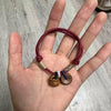Peach Wood and Coin Red String Bracelet