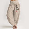 Women's Harem Pants Pure Cotton Bamboo Zen Pattern Elastic Waist