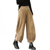 Women's Corduroy Pants With Pockets, Casual Buttons Leg Opening Design