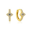 925 Sterling Silver Cross and Eye Hoop Earrings with Zircon