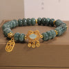 Natural Jade Chinese Lock Charm Peace Luck Abundance Bracelet
