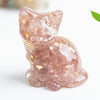 Crystal Chip Resin Cat Figurine Desktop Decoration