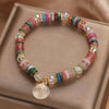 Colorful Crystal Peace Buckle Bracelet with Gold-Tone Accents