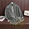 Jacquard Paisley Flower Pattern Color Contrast Design Tassel Cozy Scarf Shawl