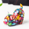 Resin Cat Figurine with Crystal Gravel, Desk Decor