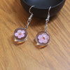 Dried Flower Glass Earrings, Handmade Floral Drop Jewelry