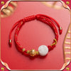 Chinese Zodiac Red String Bracelet with Jade and Gold-tone Charm