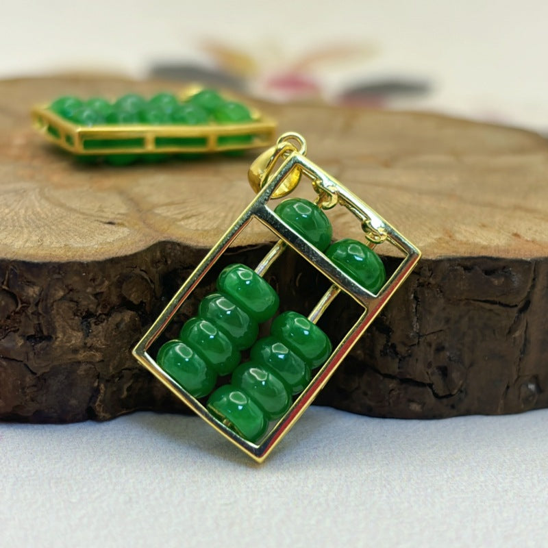 Jade Abacus Pendant, Wealth Symbol Charm