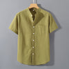 Men's Short Sleeve Button Down Cotton Linen Shirt