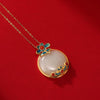 Enamel Koi and Lotus Jade Pendant Necklace