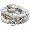 108 Mala Beads Bracelet Aquamarine Amazonite Red Agate Tiger Eye