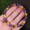 Amethyst Tiger Eye Bracelet with Faux Citrine, 8mm Natural Stone Beads