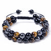 Natural Tiger Eye Black Magnetite Double Row Beads Bracelet
