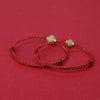 925 Sterling Silver Plated Gold Hetian Jade Lotus Luck Red String Bracelet