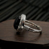 Black Onyx Adjustable Protection Ring 925 Sterling Silver
