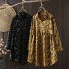 Women's Long Sleeve Printed Shirt, Stand Collar Cotton Blend Top