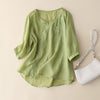 Women's Loose Embroidered Frog Button Shirt