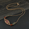 Tibet Turquoise Bead Marquise Pattern Protection Strength Necklace Pendant