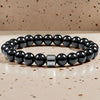 Natural Stone Bead Bracelet with Hematite Charm