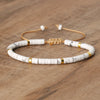 Natural Stone Disc Bead Bracelet with Adjustable Cord