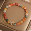 Multicolor Crystal Bead Bracelet with V-Shaped Charm