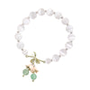 Cat's Eye Bracelet with Flower and Leaf Charm