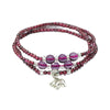 Garnet Triple Wrap Bracelet with Charm, Handmade