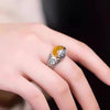 Lotus Blessing Protection Adjustable Ring with Yellow Chalcedony