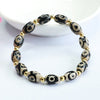 Nine-Eye Dzi Bead Black Agate Bracelet