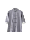 Men's Tang Suit Half Sleeve Shirt Cotton Linen Top