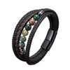 Men's Braided Leather Bracelet with Stone Beads