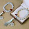 White Agate Red Agate Luck Wrist Mala Tassels Pocket Mala Car Decoration